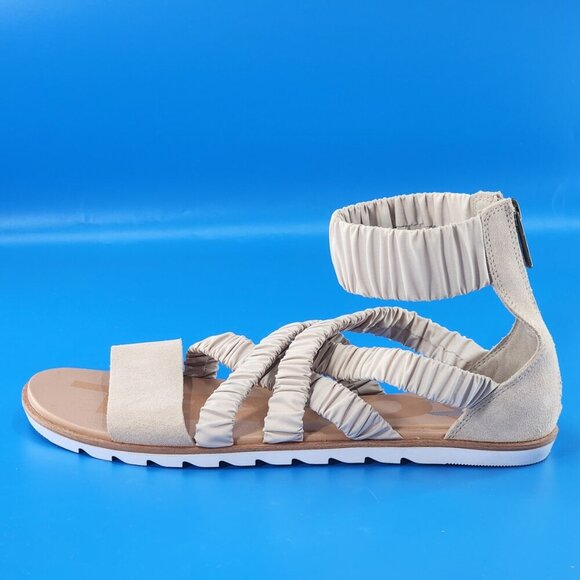 SOREL Women's Ella II Ankle Strap Sandals Stretch Strappy Suede Zip Gray - Picture 5 of 9